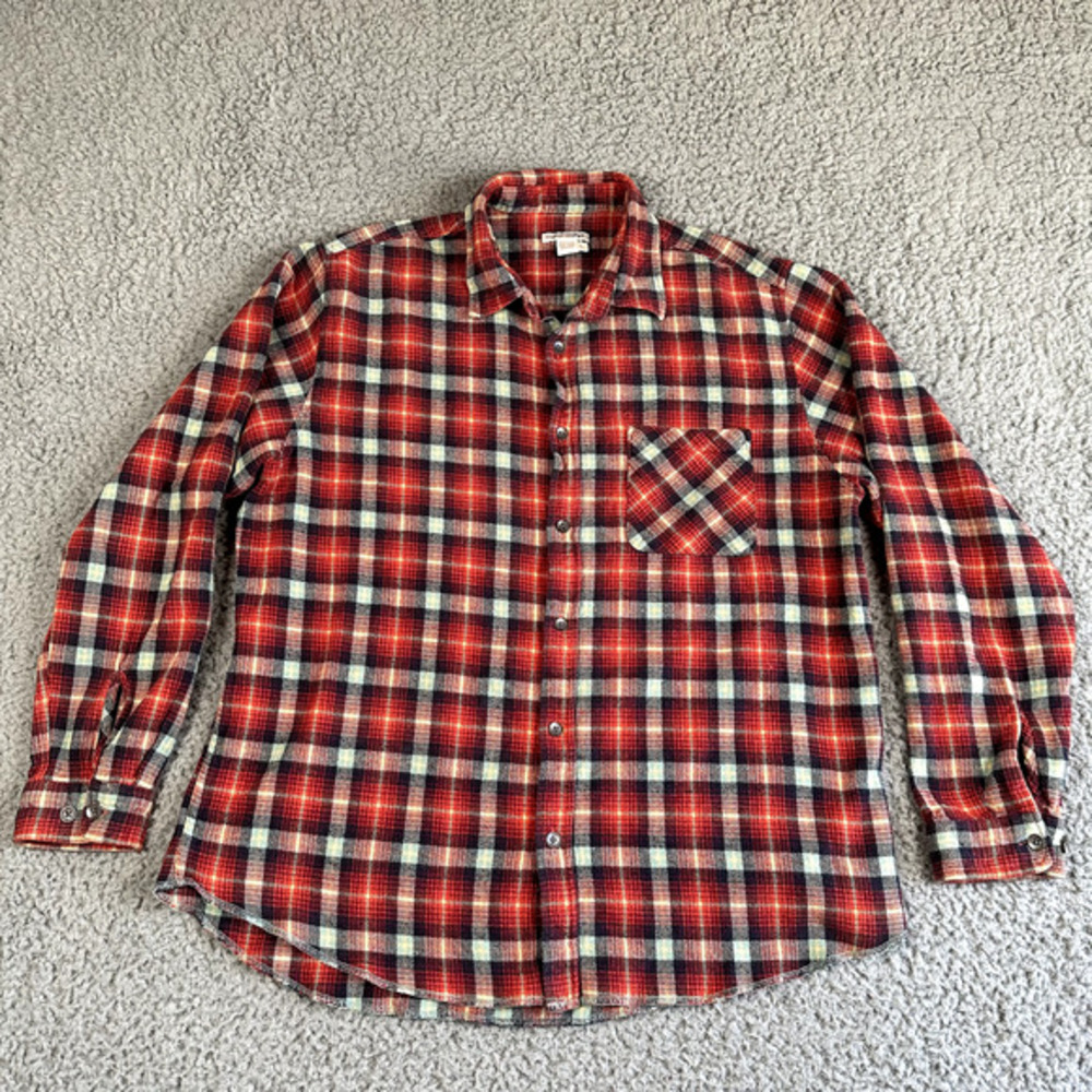 Carbon 2 Cobalt Shirt Men's‎ Large Plaid Flannel Button Up Cotton Mid Weight